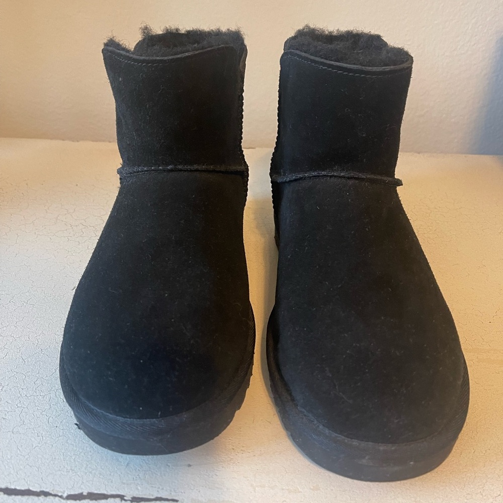 UGG Black Mini Bailey Ankle Boots with Tortoise Shell Buckles